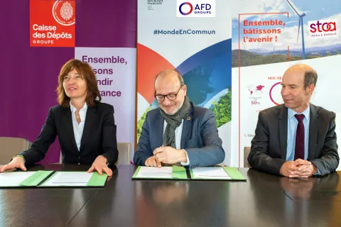 Marie-Laure Mazaud, Présidente-directrice générale de STOA Infra & Energy  Rémy Rioux, Directeur général de l’AFD et 